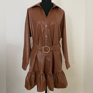 NWT Zara Faux Leather Shirt Dress